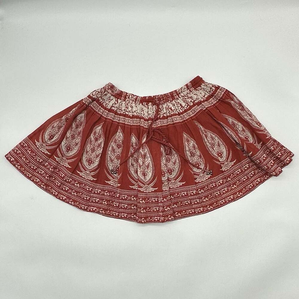M.A.B.E / MABE Women's Size XS Red Boho Paisley Print Cotton Lined Mini Skirt